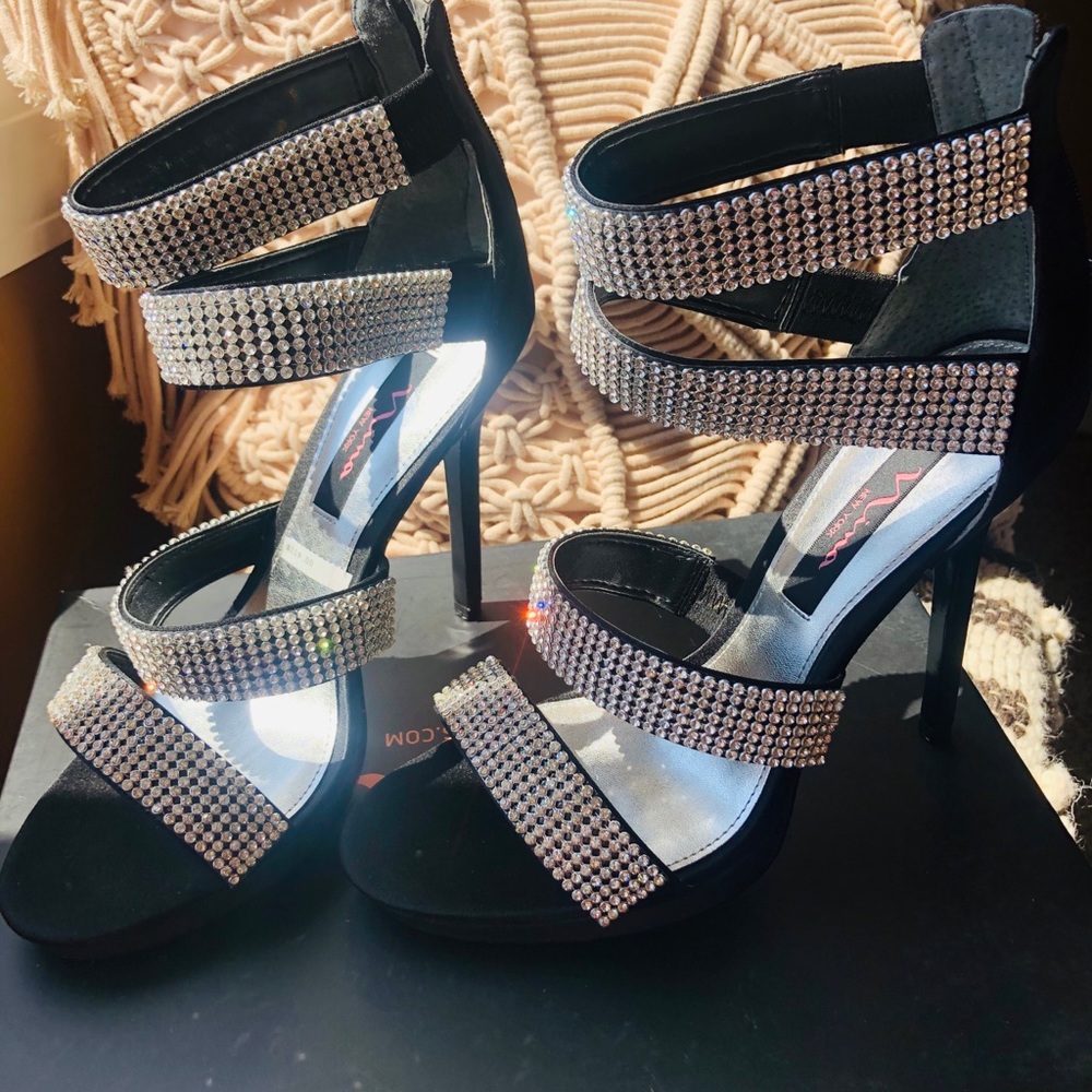 NINA BRIDGET BLACK SATIN RHINESTONE!